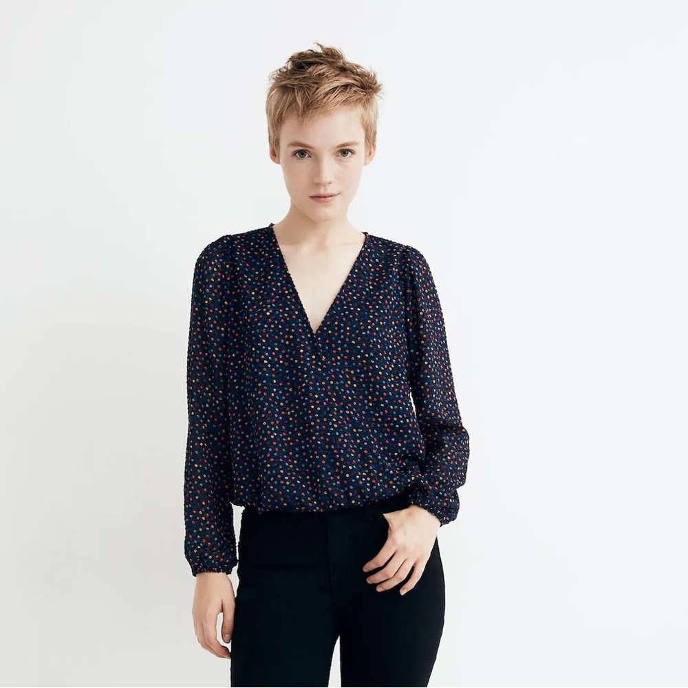 Madewell Women’s Lyric Wrap Top in Sugar Dot